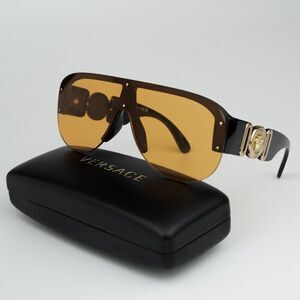NEW Versace VE4391 GB1/7 Black Orange Shield Unisex Sunglasses